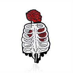 Punk Style Bone Rose Flower Brooch Pin for Clothes and Bags