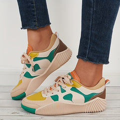 Women's Lace-Up Skater Sneakers Non-Slip Casual Shoes