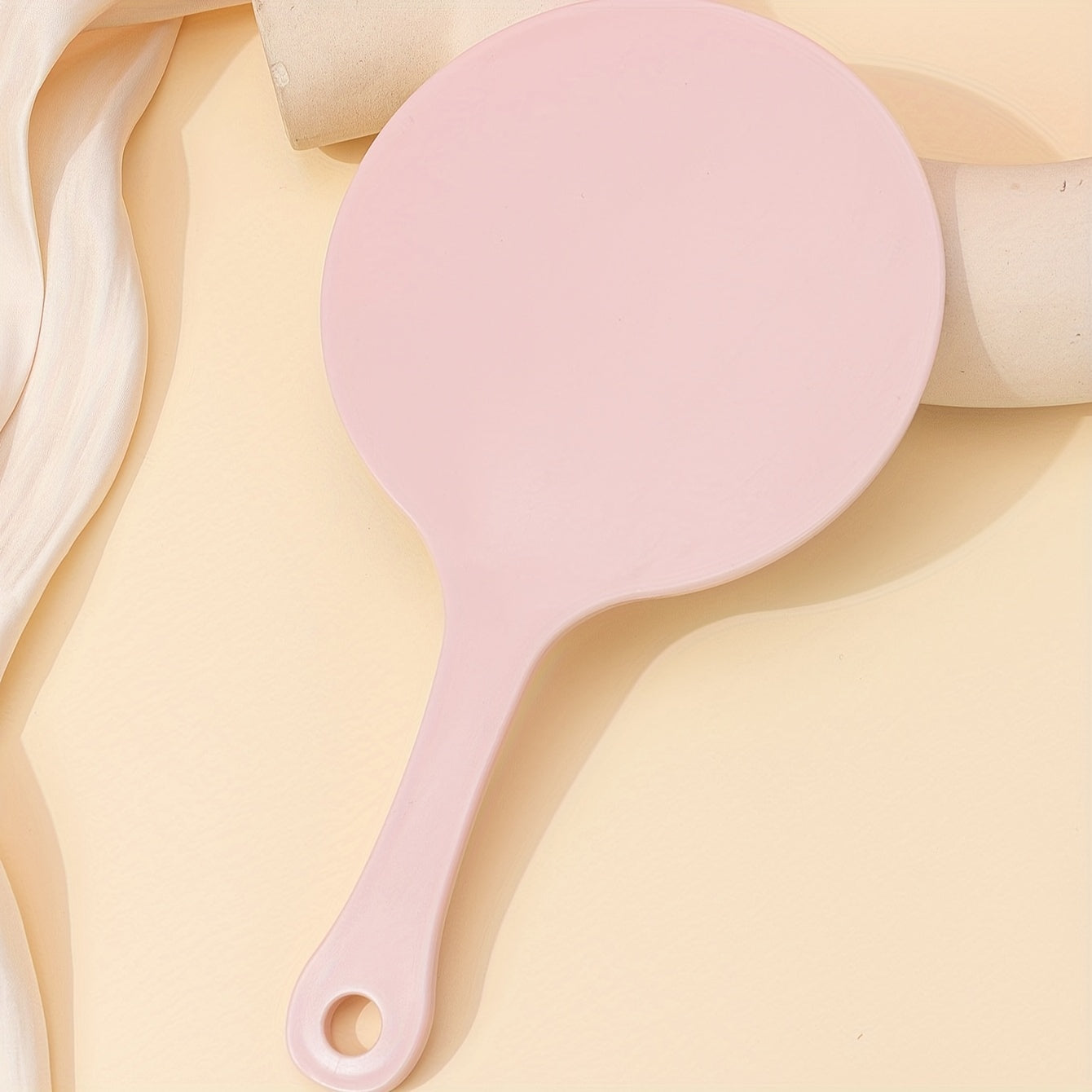 Pink Round Hand Mirror Lightweight Hand Held Mirror Small Portable Beauty Mirror