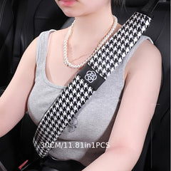 Camellia Car Seat Belt Shoulder Protector High-end Ladies Houndstooth Safe Belt