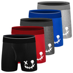 5pcs Boys Smiling Face Boxer Briefs Soft Comfortable Underwear