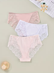 3-Pack Plus Size Lace Briefs Set High Stretch