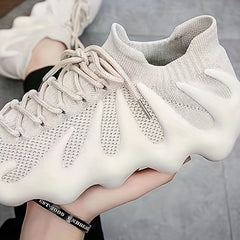 Women's Breathable Knit Sneakers Casual Lace Up Outdoor Shoes