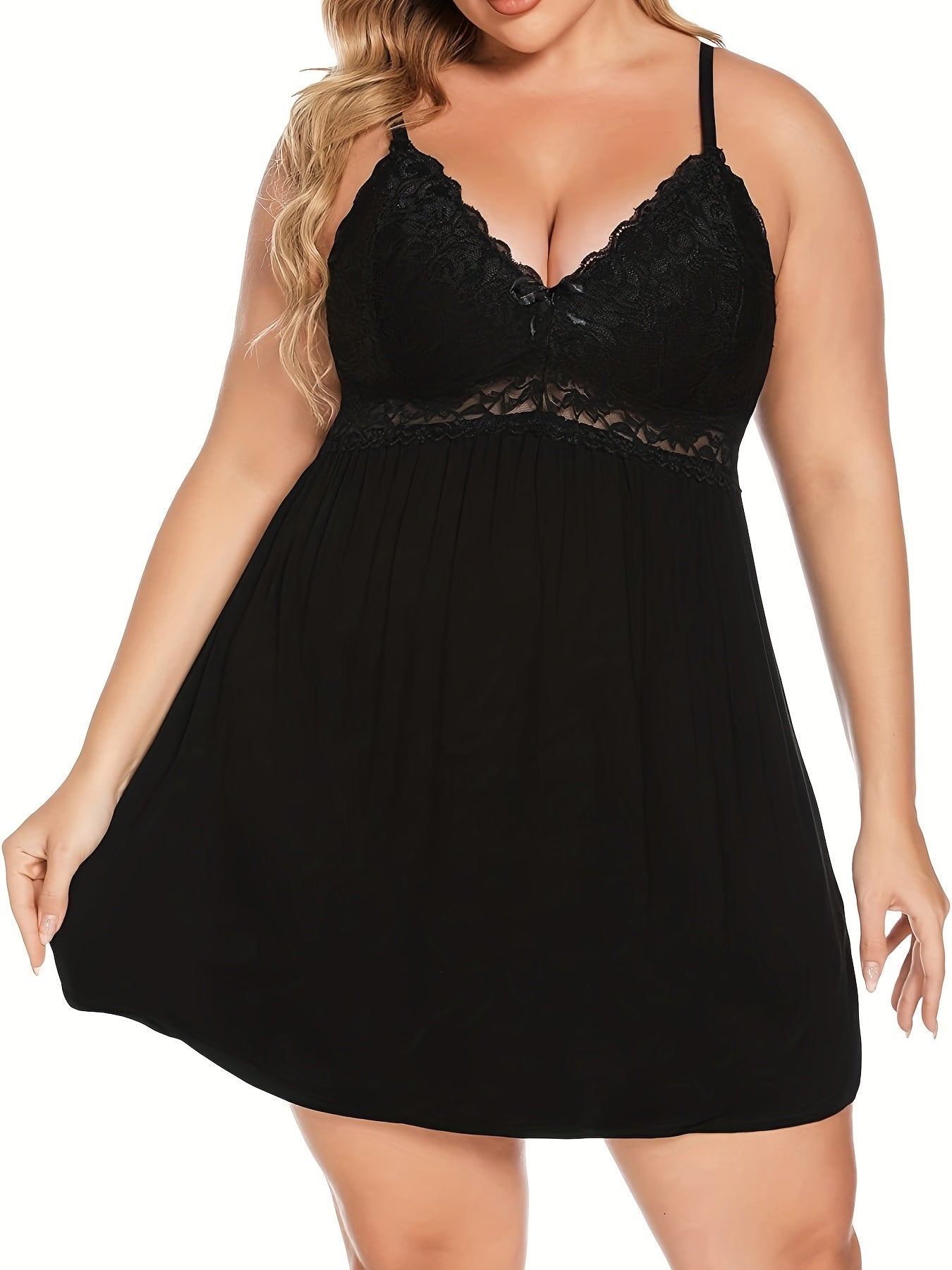 Sexy Plus Size Lace Nightdress Stretchy Comfort Lingerie