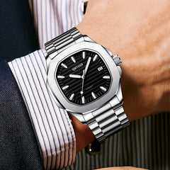 Boys Casual Mechanical Watch Stainless Steel Strap Waterproof