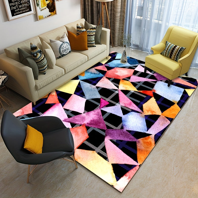 Modern Abstract Geometric Area Rug Non Shedding Floor Carpet Machine Washable