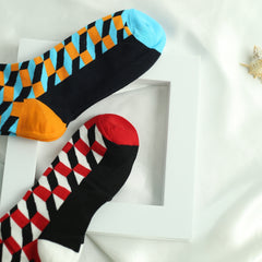 Colorblock Plaid Socks Breathable Mid Tube Women's Stockings