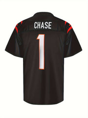 Men's American Football Jersey V-Neck Short Sleeve Embroidered Rugby Sweatshirt