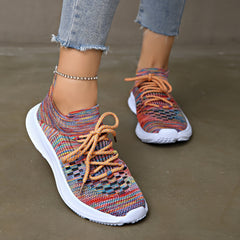 Colorful Mesh Breathable Woven Shoes Lightweight Running Shoes
