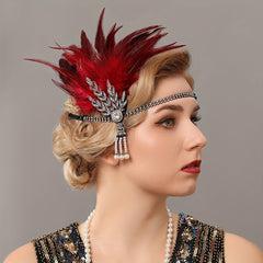 Faux Feather Alloy Rhinestone Headband 4876