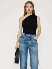 One Shoulder Tank Top Casual Asymmetrical Neck Sleeveless Top