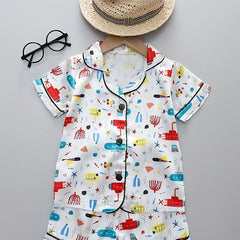 Boys Submarine Pajamas Set Short Sleeves Tops & Bottoms