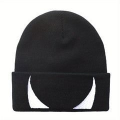 Ear Protection Knit Beanie Hat Devils Horn Embroider