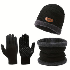 Stay Cozy In Style Winter Warmth Knitted Beanie Hat Neck Scarf Gloves Set