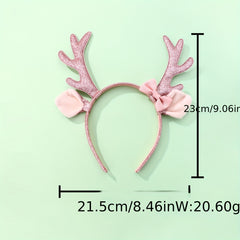 Deer Horn Bow Headwear Girl Headband Christmas Halloween Gift