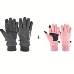 2 Pairs Windproof Fishing Gloves Full Finger Winter Warm Anti-Slip Gloves