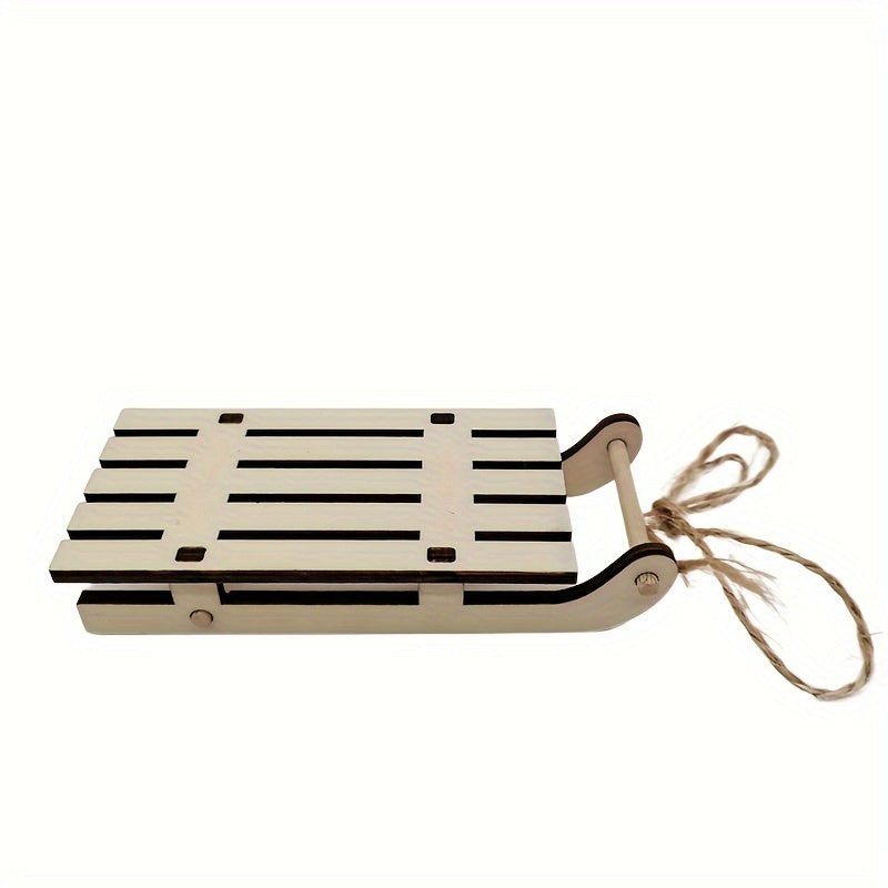 DIY Christmas Wooden Mini Sled Car Desktop Decoration
