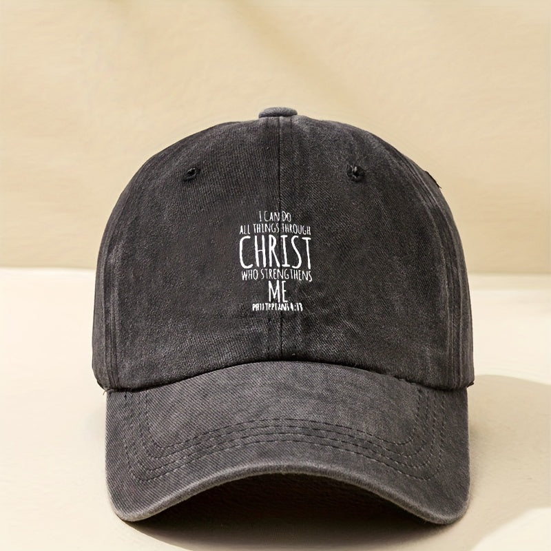CHRIST Letter Print Baseball Cap Distressed Dad Hat Unisex Couple Sun Hat