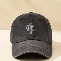 CHRIST Letter Print Baseball Cap Distressed Dad Hat Unisex Couple Sun Hat