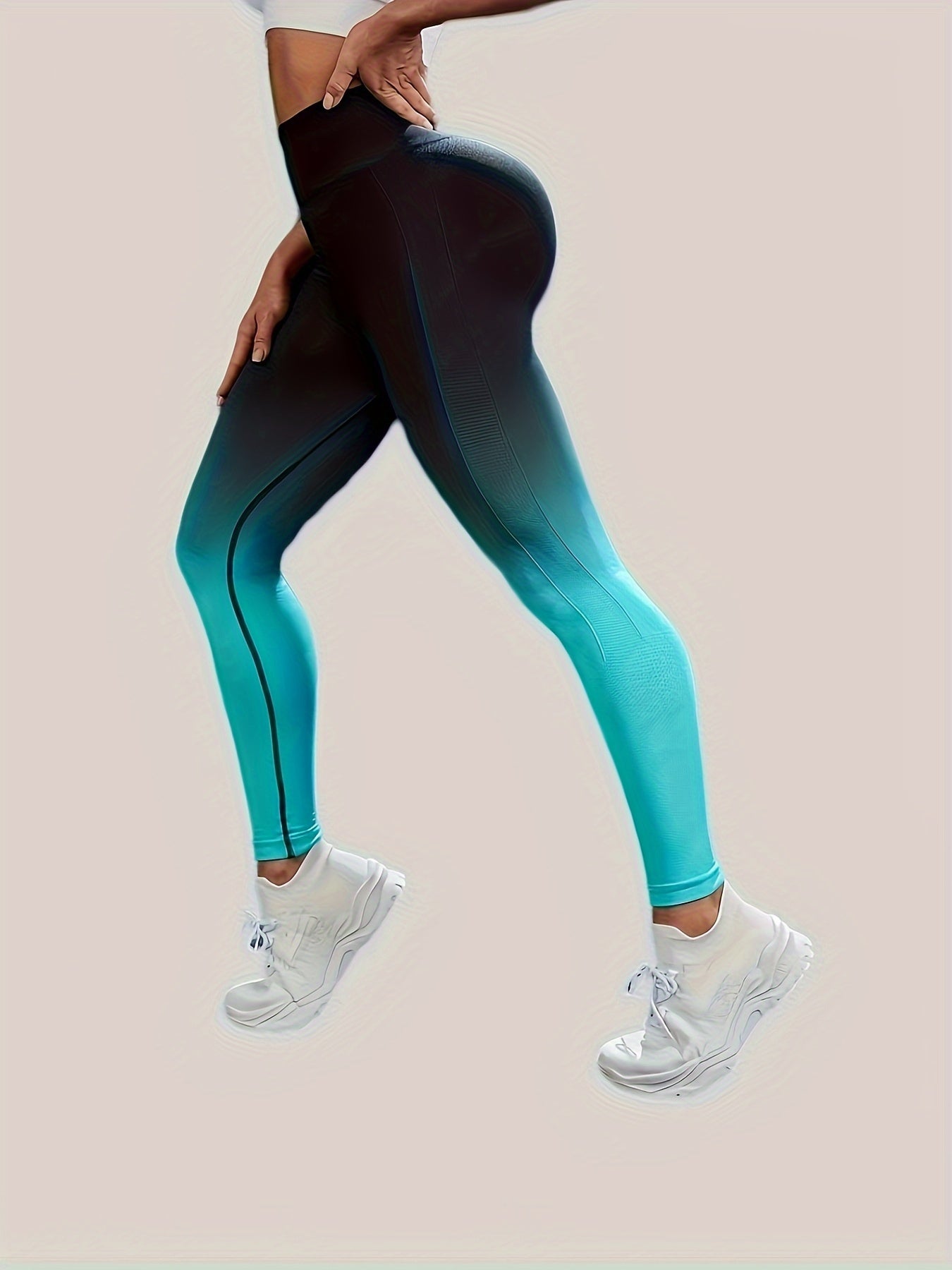 Ombre High Waist Yoga Pants Slim Fit Stretchy Butt Lifting Fitness Sports Trouse