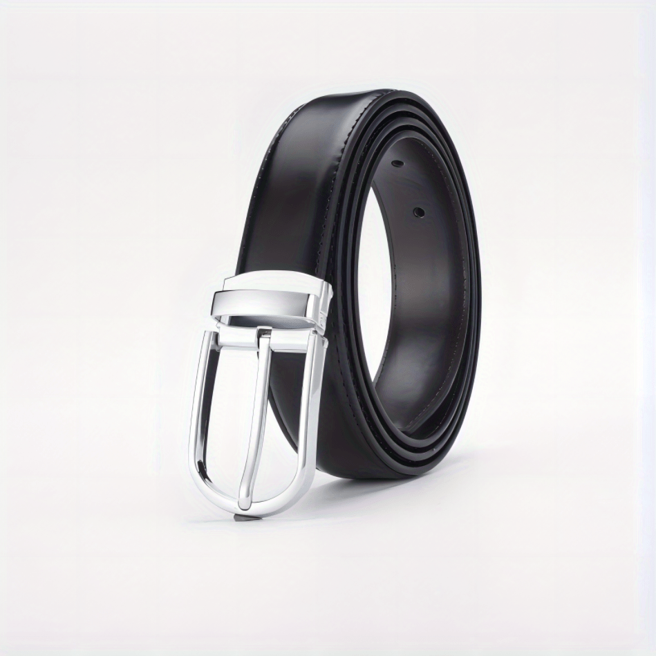 Men's Leather Belt Pin Buckle 3 Wide Suits Jeans Casual Gentlemen