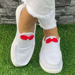 Red Button Decor Flat Shoes Women's Shallow Mouth Casual Shoes