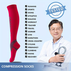 3 Pairs 20-30mmHg Compression Socks for Sports Striped Nylon Calves