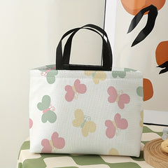 Colorful Butterfly Lunch Bag Waterproof Thermal Insulated Large Capacity