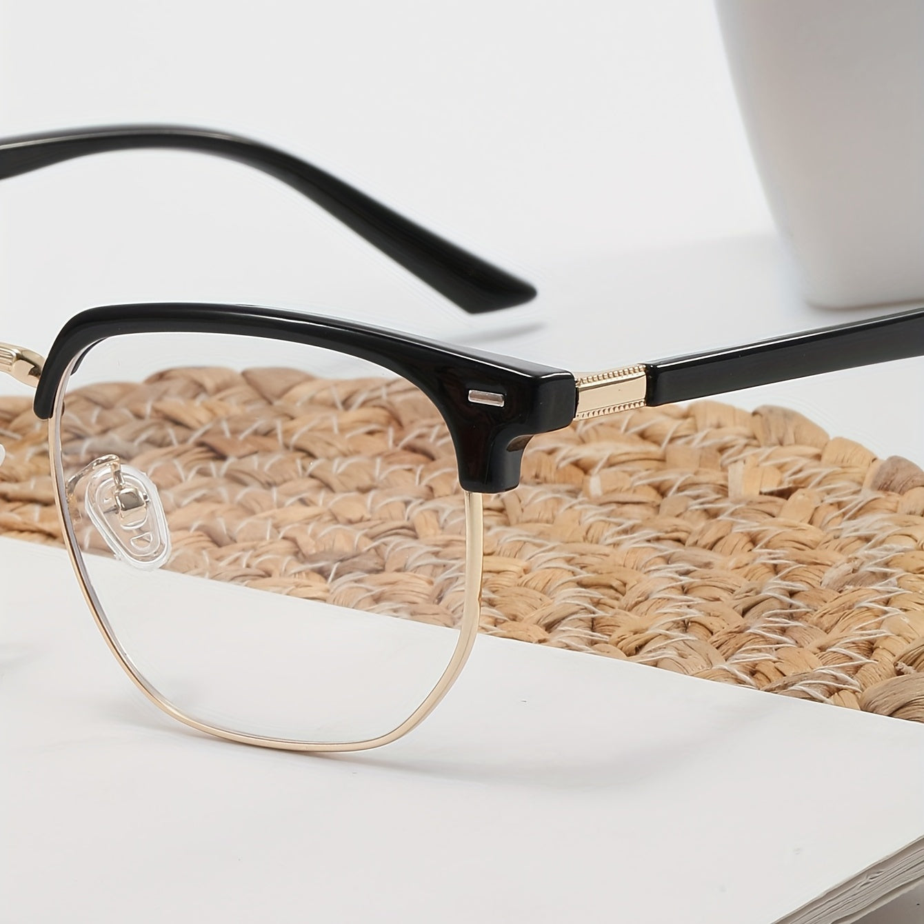 Square Clear Lens Glasses For Women Men Rivet Decor Spectacles Frame