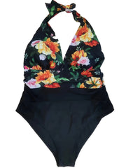 Vacay Swimsuit Women's Plus Floral Print Halter One Piece Bathing Suit