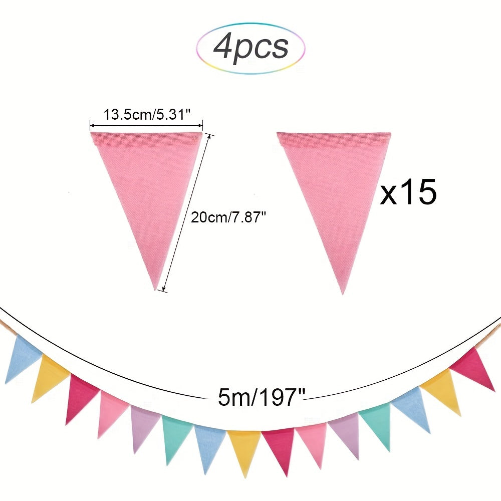 Rainbow Bunting Banner Set 5m 197in Length for Birthday School Wedding Decor