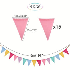 Rainbow Bunting Banner Set 5m 197in Length for Birthday School Wedding Decor