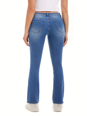 Button Up High Rise Flared Leg Jeans