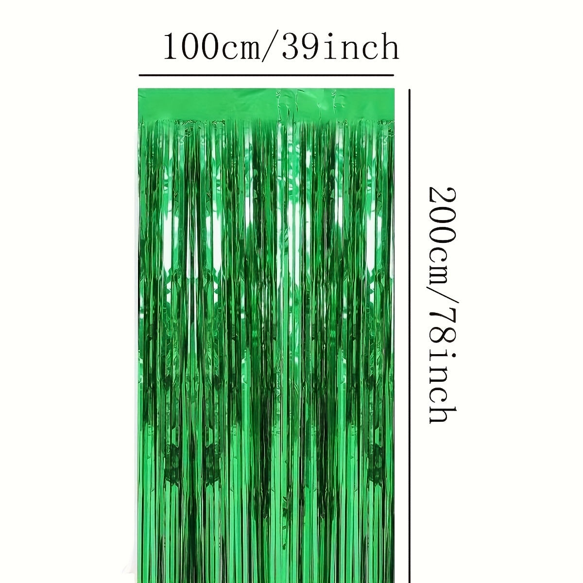 3 Pcs Christmas Red Green Silvery Foil Fringe Curtains