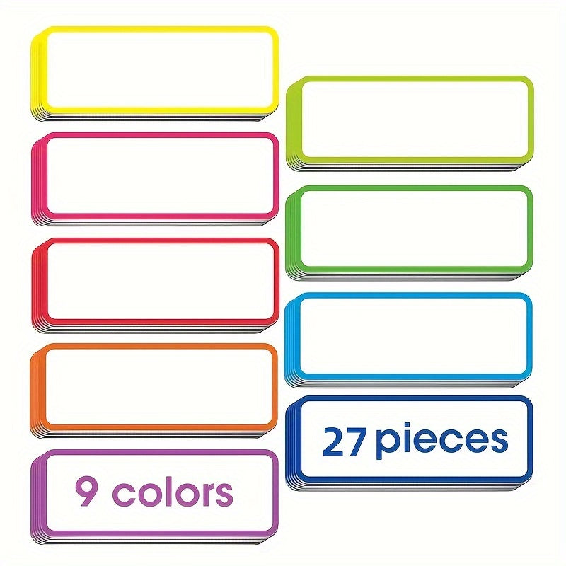 27pcs Magnetic Dry Erase Labels 9 Colors Whiteboard Locker Fridge School Office