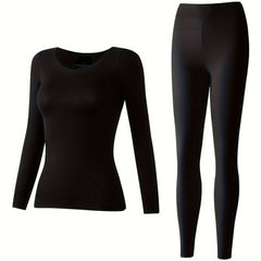 Women's Thermal Underwear Set Long Sleeve Crew Neck Tops & Pants