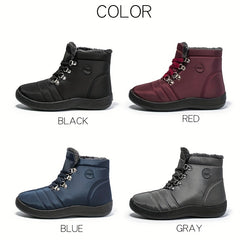 Women's Snow Boots Fleece Lining Lace Up Waterproof Ankle Boots