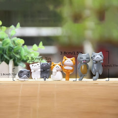 6pcs Kitten Car Keychain Lucky Cat Key Chain Pendant