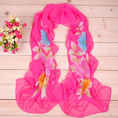 Thin Chiffon Scarf Flower Print Shawl Women's Windproof Sunscreen Head Wrap