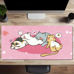 Pink Cat Large Mouse Pad Non Slip Office Desk Mat