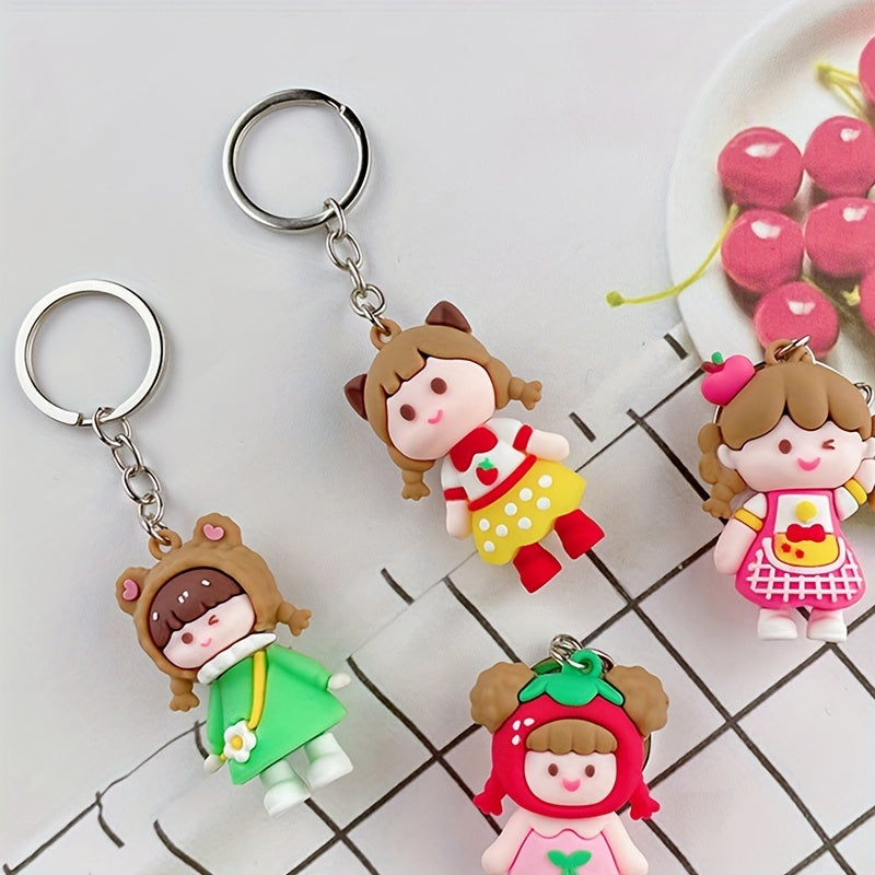 3D Ponytail Girl Doll Keychain Hanging Decoration