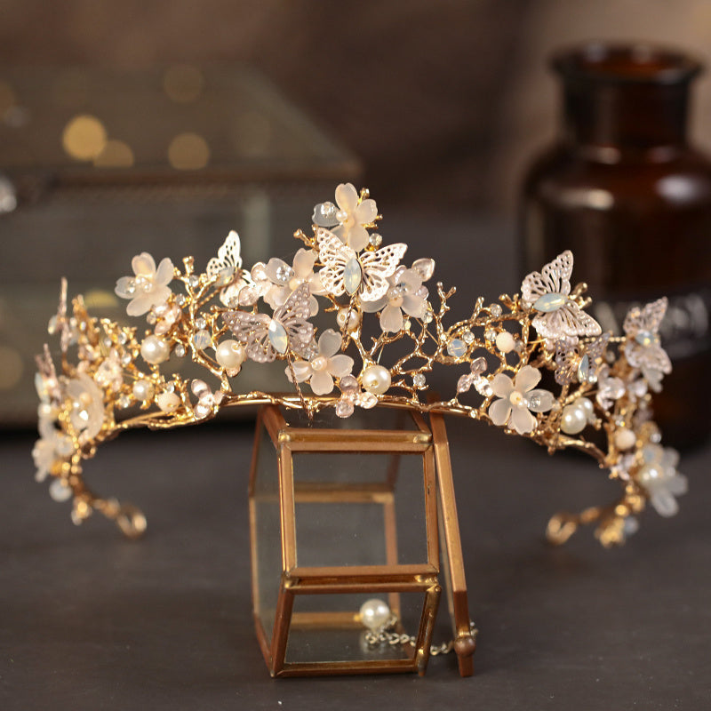 Butterfly Crown Flower Rhinestone Tiara for Women