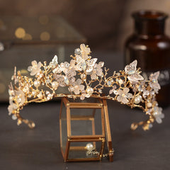 Butterfly Crown Flower Rhinestone Tiara for Women