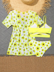 Girls Sunflower Bikini Swimsuit Sets for Summer Party