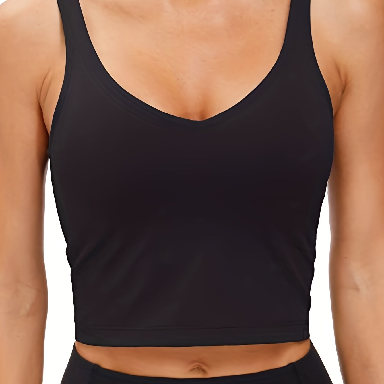 Longline Padded Sports Bra Medium Support Yoga Gym Tank Top