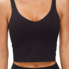 Longline Padded Sports Bra Medium Support Yoga Gym Tank Top