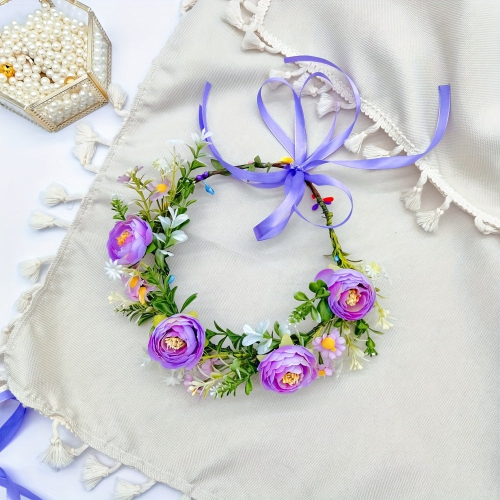 Bohemian Flower Crown Headpiece for Wedding Party
