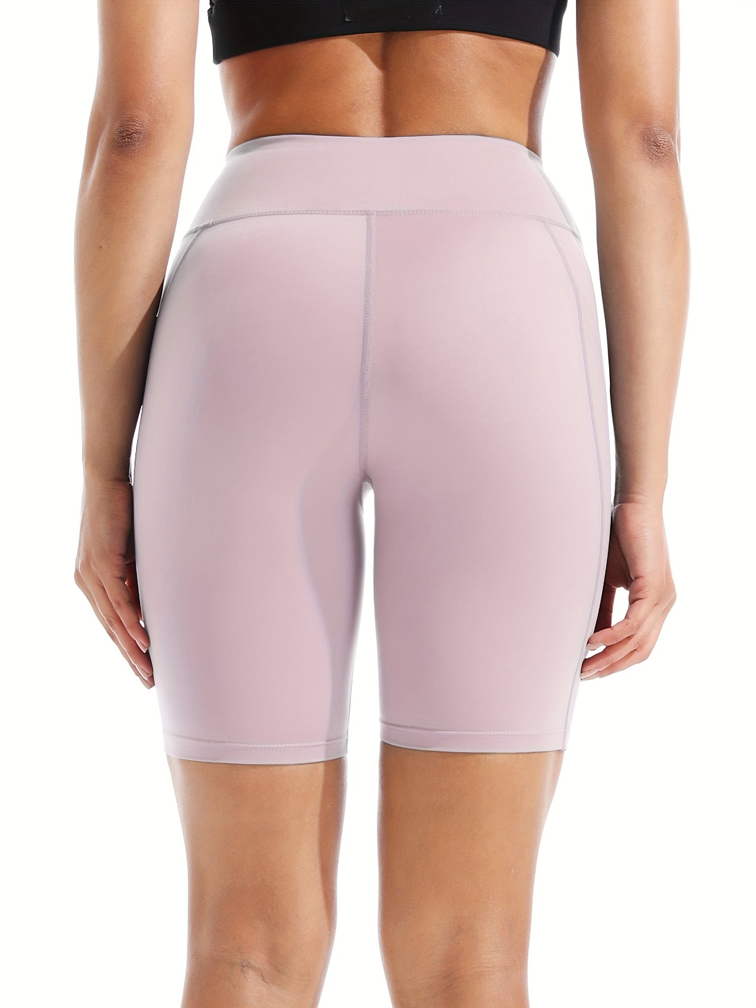 Solid Fitness Yoga Shorts High Waist Quick Drying Pocket