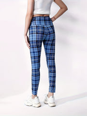 Plaid Print Yoga Workout Pants Stretch Running Sports Fitness Leggings