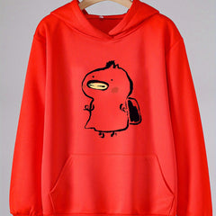 Cartoon Graphic Hoodie Girls Comfy Sweatshirt w/ Pocket